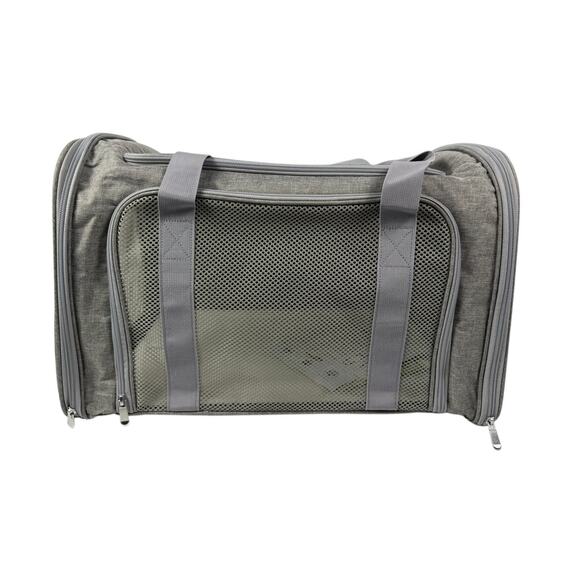 New Collapsing Cat Carrier for Large Cats Gray with shoulder strap - Picture 1 of 4